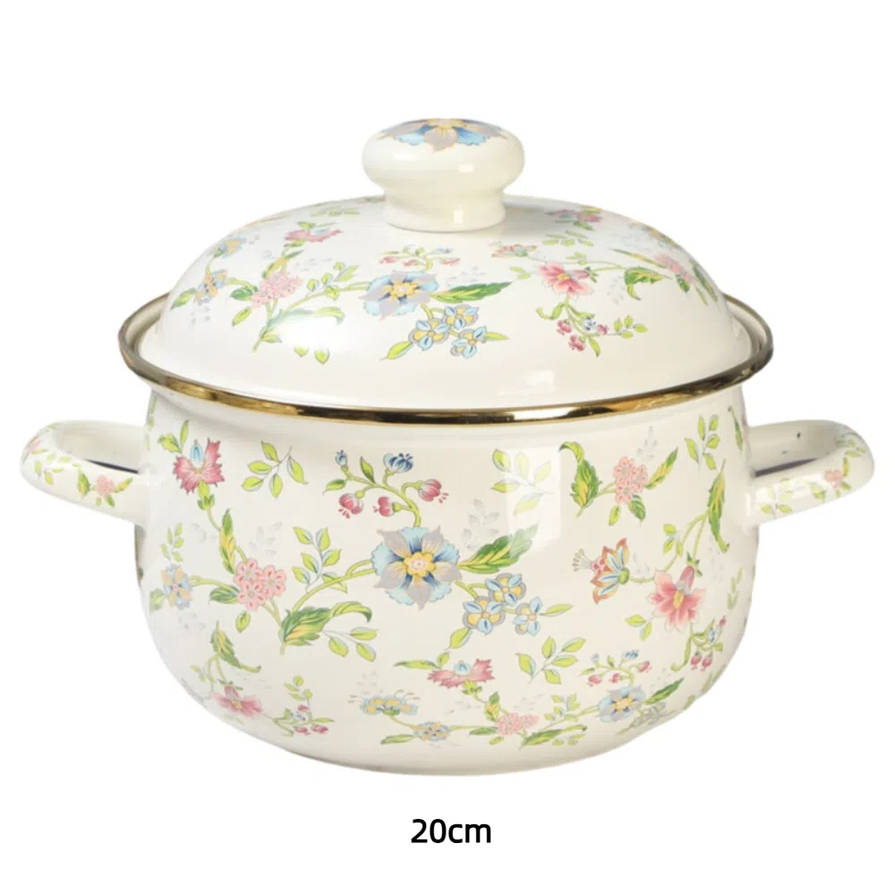 FRANCESIRE 2/3/4/5/6 lít Nồi gia đình Thép tráng men có nắp Nồi nấu ăn Dày lên Chịu nhiệt Nồi súp lớn và đầy đặn Bếp Gas Cảm Ứng - 2