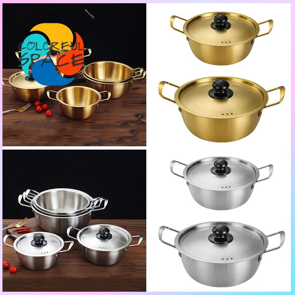 COLORFUL SPACE mini Nồi mì ramen Thép không gỉ có nắp Lẩu  Tai đôi Nồi súp Dụng cụ nấu ăn cắm trại