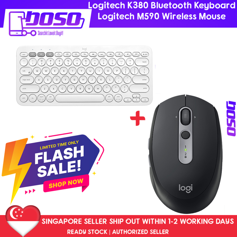 Logitech K380 Slim Multi-Device Bluetooth Keyboard (iOS, Android, OSX, iPhone) + Logitech M590 Graphite Tonal Multi-Device Silent & Bluetooth Wireless Mouse (Bundle Promo) Singapore