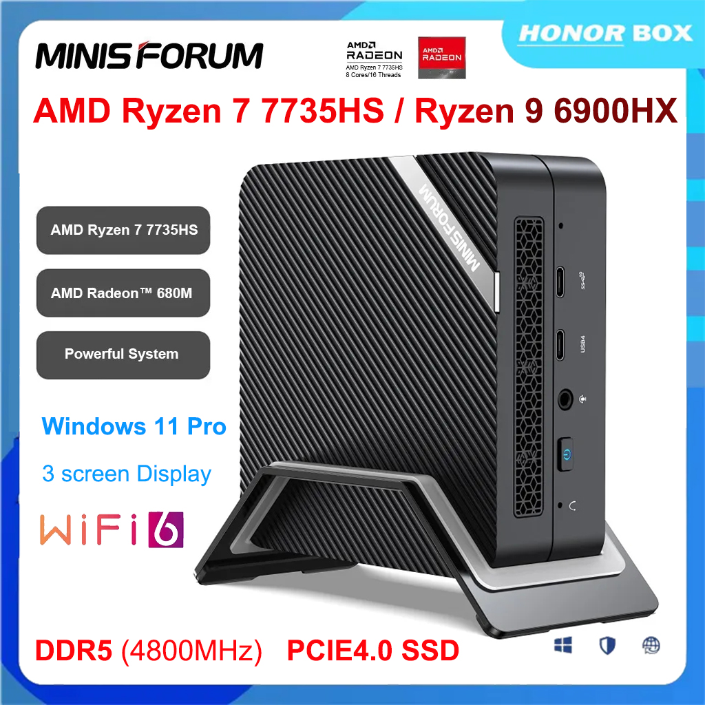 Win11 AMD Ryzen 9 Mini Gaming PC 6900HX R7 6800H DDR5 M.2 PCIE4.0 SSD Gamer  Desktop Computer 2.5G LAN HD DP Type-C Wifi6 BT5.2