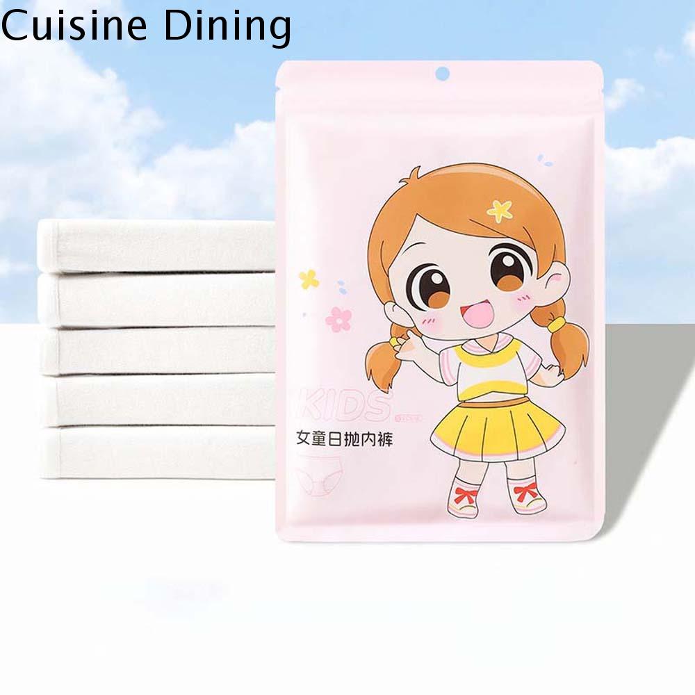 CUISINE 5pcs/set Thoáng khí Quần lót trẻ em dùng một lần Bông Trắng Quần lót tam giác du lịch Di động Quần soóc Bé gái