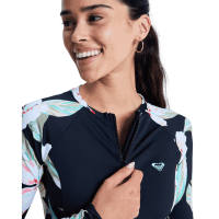 Roxy Womens Zip Lycra Anthracite Spring Charming Long Sleeve Rash Vest
