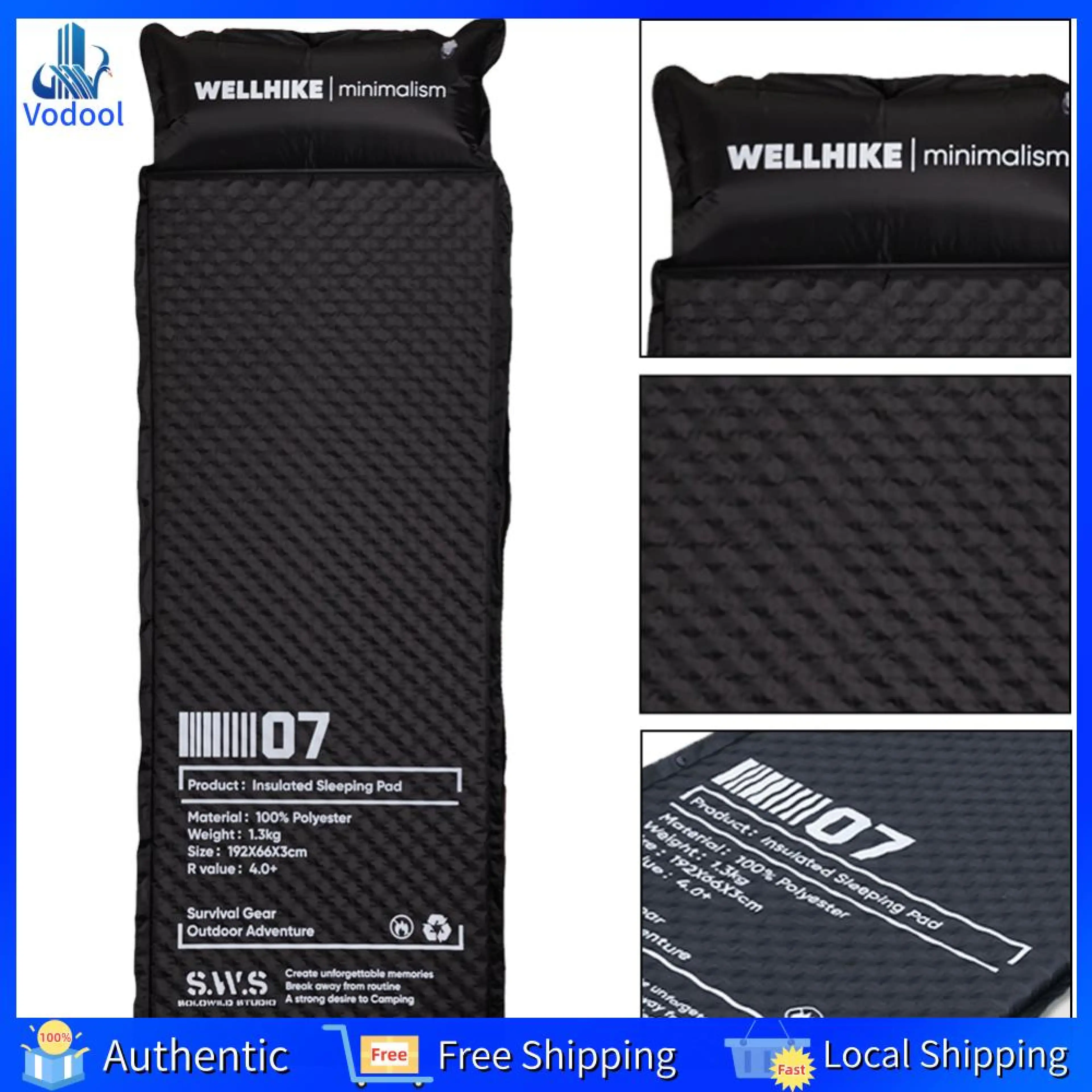 Votool Self-Inflating Air Mattress with Pillow for Camping Hiking Travel