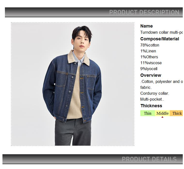 Giordano Men Turndown collar multi-pocket denim jacket Free Shipping 01074070 · v3