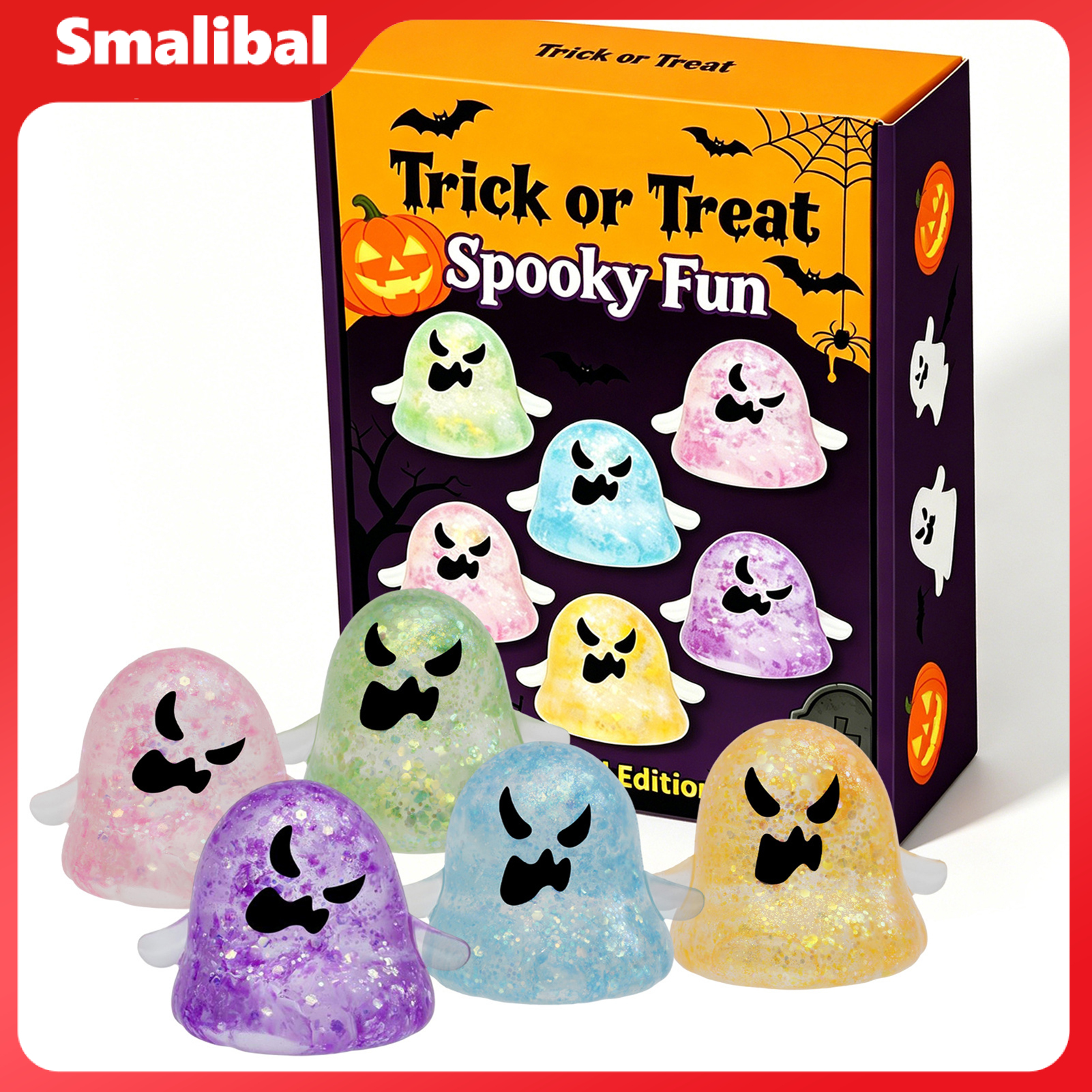 5Pcs Halloween Ghost Slow-Rising Squeeze Toy Set TPR Fidget for Stress Relief Portable Decompression Gadget for Kids Adults Fun Party Favor Gift Box ราคา 640 บาท*ส่งฟรี