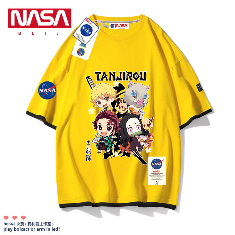 NASA Co-branded Demon Slayer: Kimetsu No Yaiba Peripheral T-shirts For Men And Women, Short-sleeved Summer Couple Wear, Tanjiro Zenitsu Zenitsu T-shirt ราคา  738 บาท*ส่งฟรี