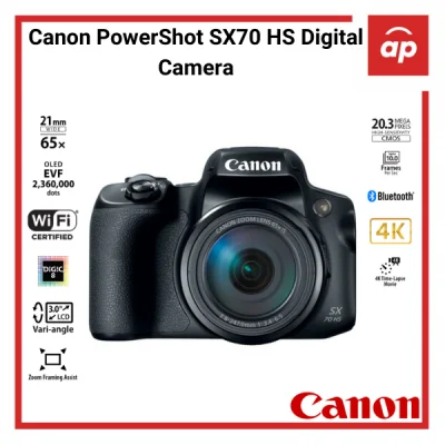 (12 + 3months Warranty) Canon PowerShot SX70 HS Digital Camera + Freegifts
