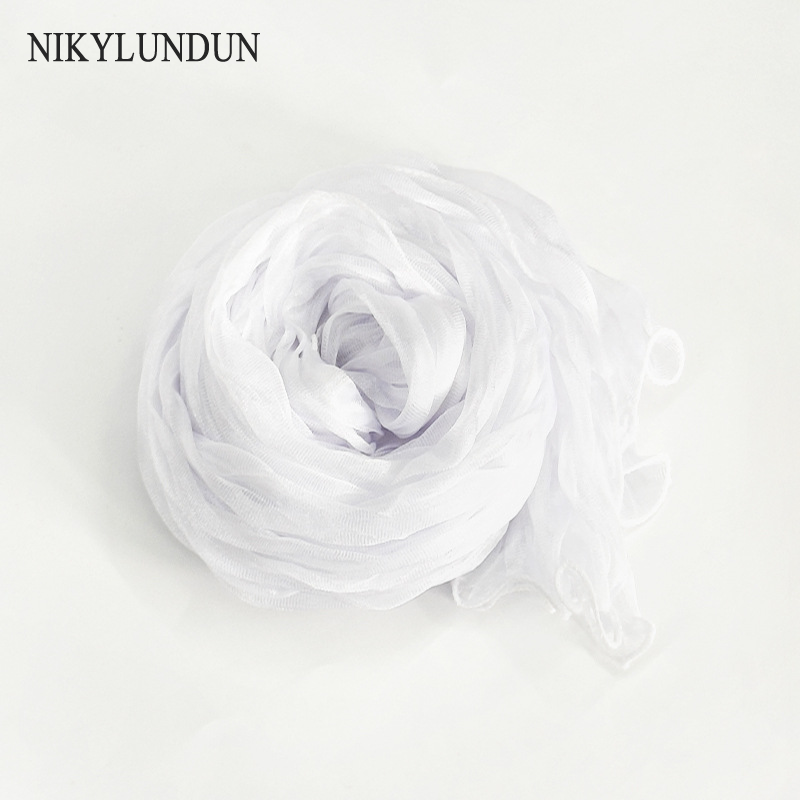 NIkyLundun ผ้าพันคอสตรีมุสลิมสไตล์ทันสมัย ผ้าคลุมบางเบาเนื้อผ้าบับเบิ้ลครีป ระบายอากาศได้ดี เหมาะกับแฟชั่นฤดูใบไม้ผลิ ราคา 68 บาท*ส่งฟรี