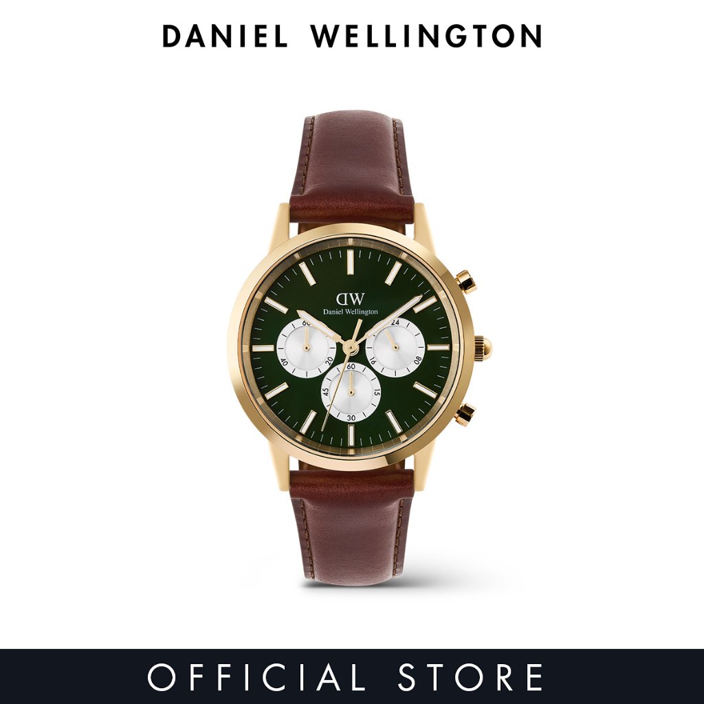 นาฬิกาข้อมือผู้ชาย Daniel Wellington Iconic Chronograph 42mm St Mawes Emerald Panda Gold Men Watch stainless steel Leather strap watch DW Official Authentic Original นาฬิกา ผู้หญิง