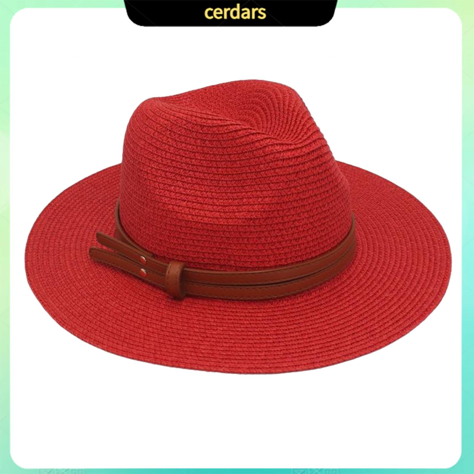 Cerdars Wrinkle Resistant Sun Hat Lightweight Summer Hat Women’s Wide Brim Straw Hat with Faux Leather Belt – Adjustable Foldable Summer Beach Hat for Uv Protection Jazz Style Perfect for Asia Outdoors