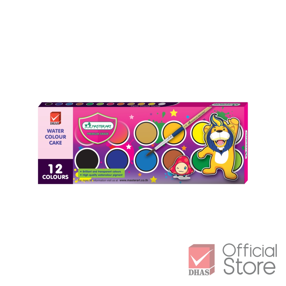 Hộp Màu Nước Dạng Bánh Master Art 12 Màu Tan Đều Vẽ Đẹp Cho Bé