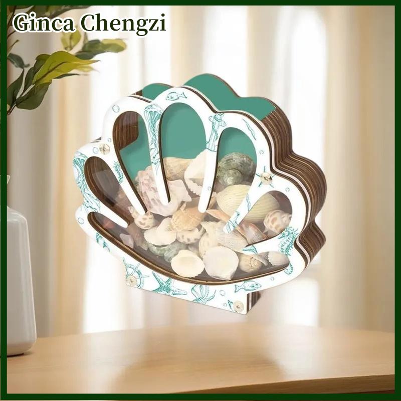 Ginca ที่ใส่ของเปลือกหอยสำหรับจัดแสดงแบบพกพาที่แขวนแบบพกพาทำจากไม้ใสสำหรับจัดแสดงสินค้าสำหรับเด็กชายหาด ราคา 246 บาท*ส่งฟรี