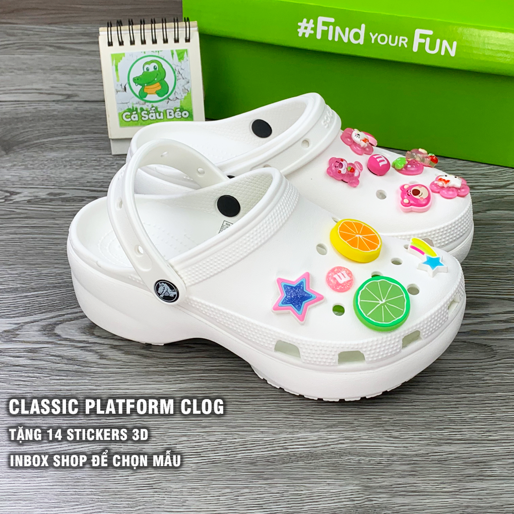 Dép sục cross classic platform unisex đế cao 4.5cm tặng kèm 12 stickers 3D full tag độ hoàn thiện đỉnh cao - 1