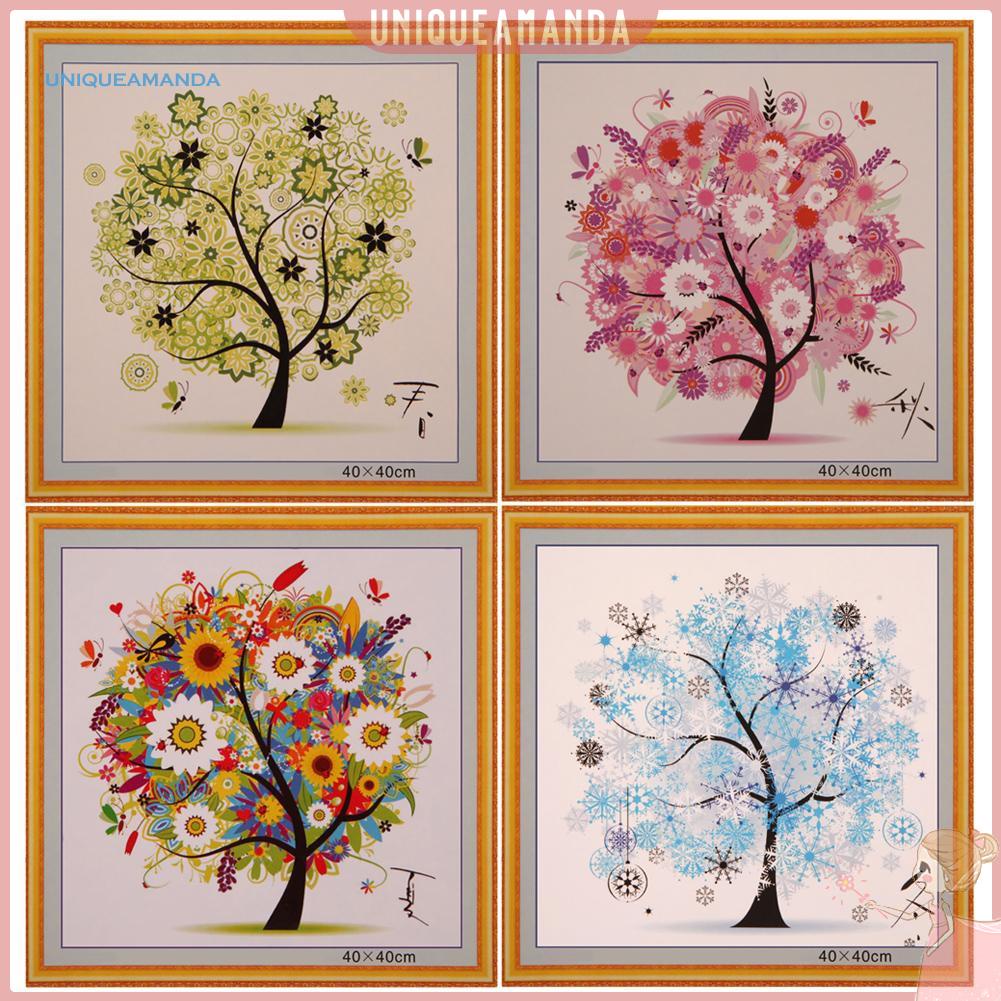 uni DIY Colorful Four Season Tree Counted Cross Stitch Kit Embroidery Home