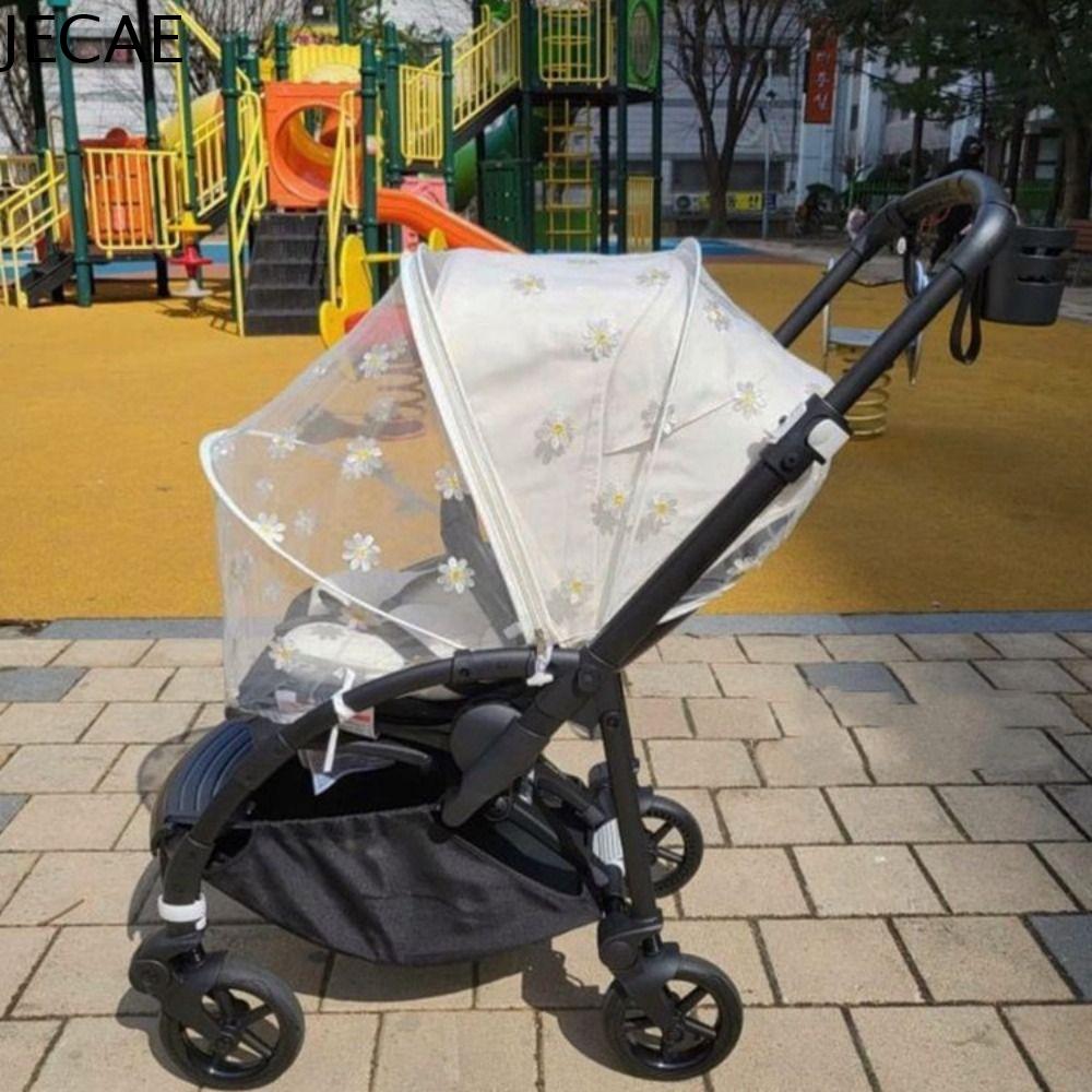 JECAE Bọc toàn bộ xe ngựa Lưới chống muỗi cho xe đẩy hoa cúc Hoa Phụ kiện xe đẩy em bé Lưới chống muỗi kiểu khóa kéo Di động Lưới xe đẩy Rèm khóa kéo cho xe đẩy Phụ kiện bảo vệ ruồi
