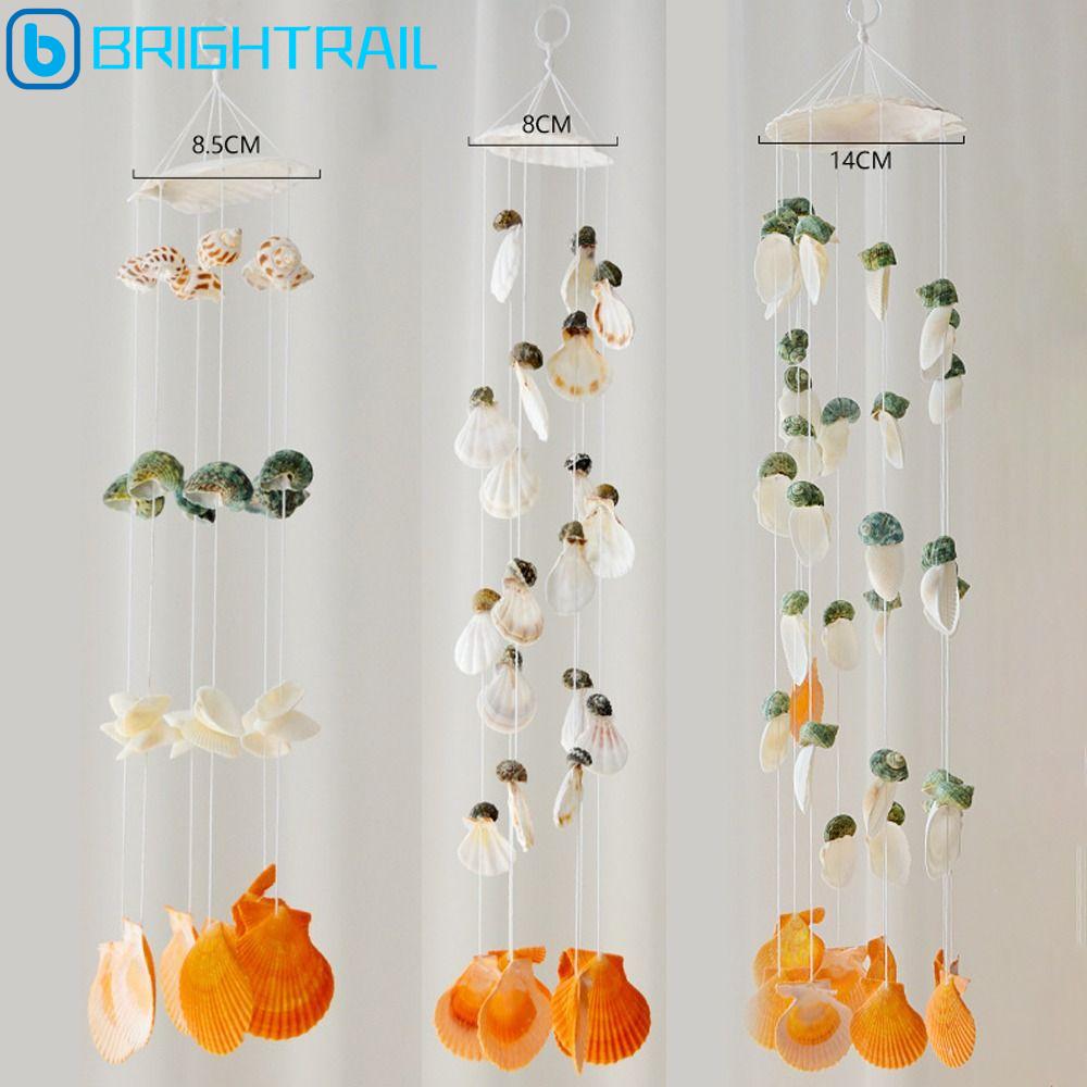 BRIGHTRAIL Trang trí treo sân Chuông gió vỏ sò Quà Tặng Gói vật liệu tự làm Đồ trang trí treo trong nhà Sáng Tạo Quà Tặng thủ công dây chuyền chuông gió màu trắng Sân vườn