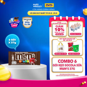 Combo 6 gói Kẹo Socola Sữa M&M'S 37g - Thức Ăn Vặt Socola - Snack