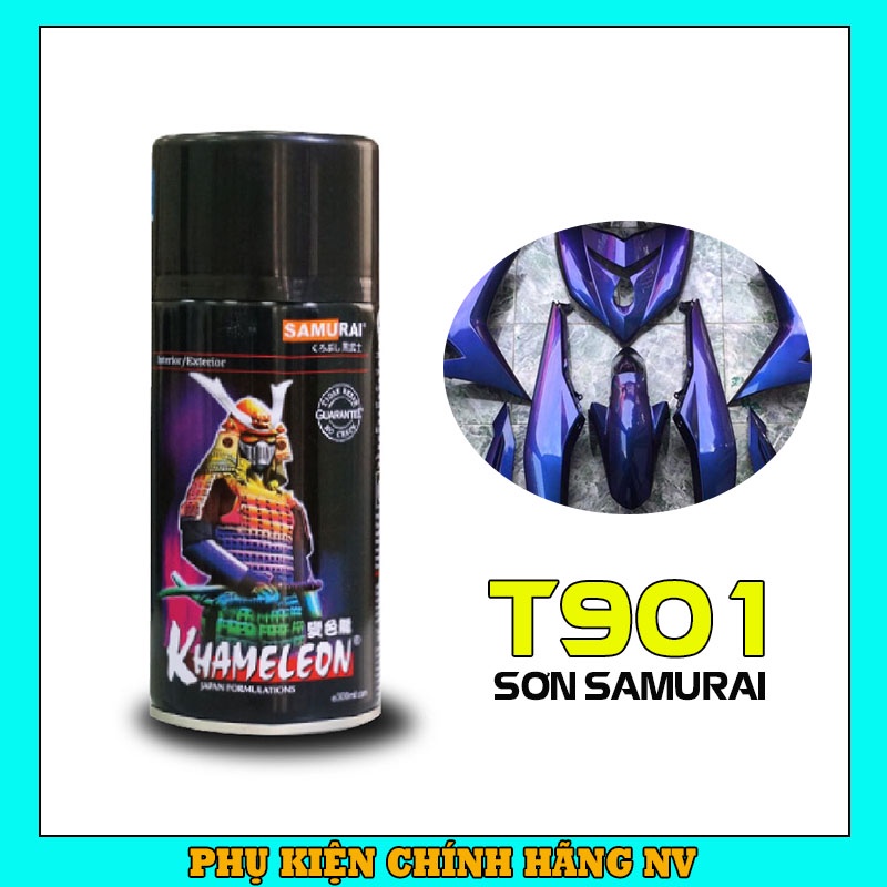 Sơn Samurai T901 màu 3D titan, sơn xịt dàn áo xe máy chống nứt nẻ, kháng xăng