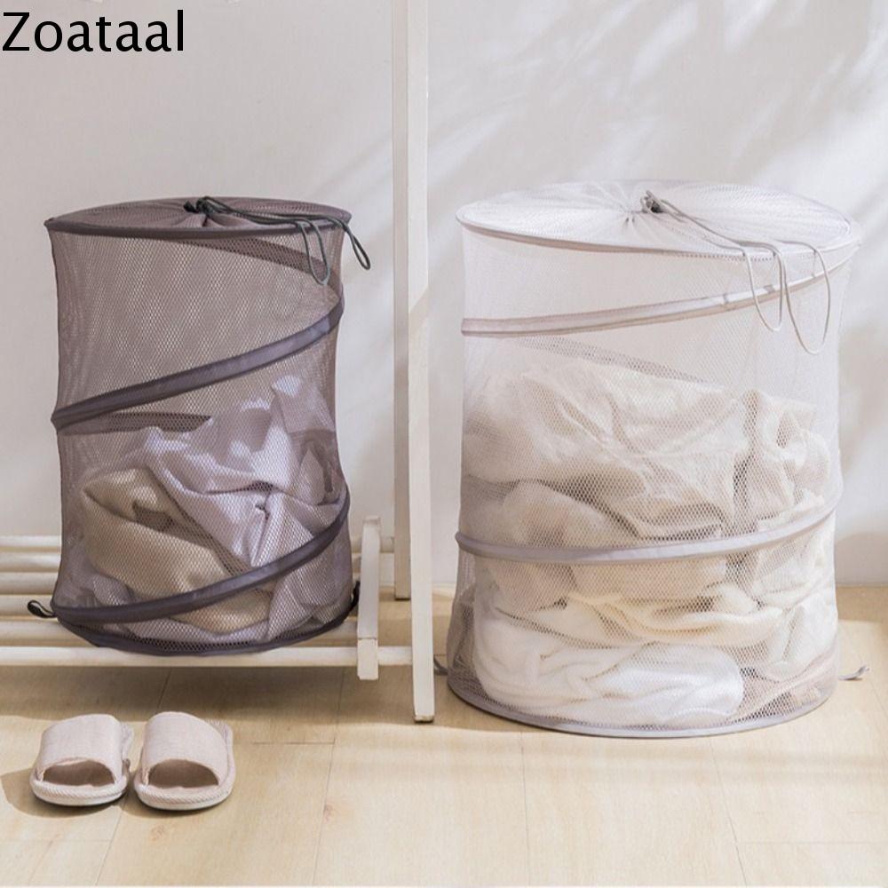 ZOATAAL Hình trụ Giỏ đựng đồ giặt Lưới Gấp Xô đựng quần áo bẩn Bền Sức chứa lớn Túi đựng quần áo Hộ gia đình
