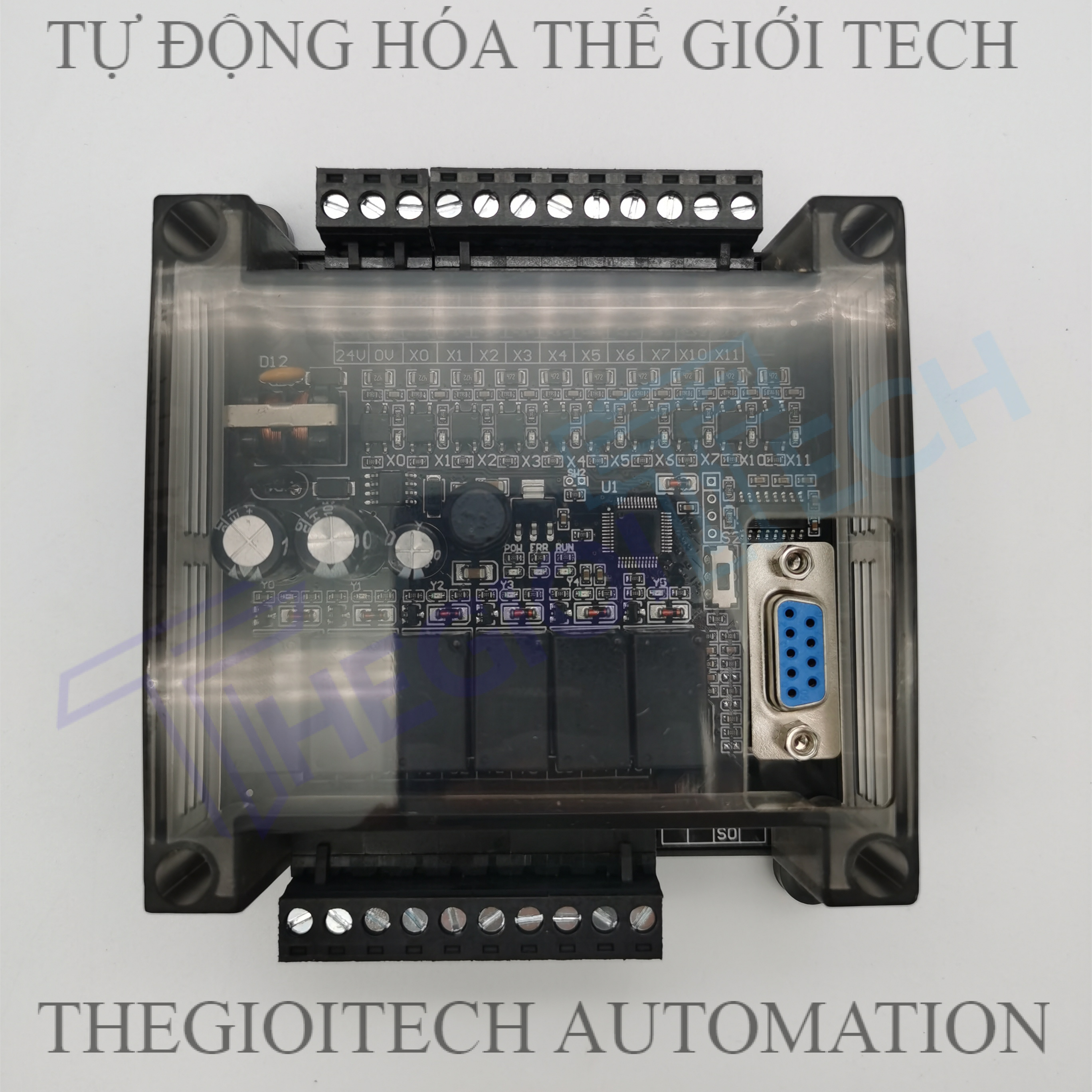 Board mạch Lập Trình PLC HK HK2N FX2N 16MR 8 input 8 output relay 24V TTL RS232, GX Works2 Mitsubishi - 16MR 232 vỏ