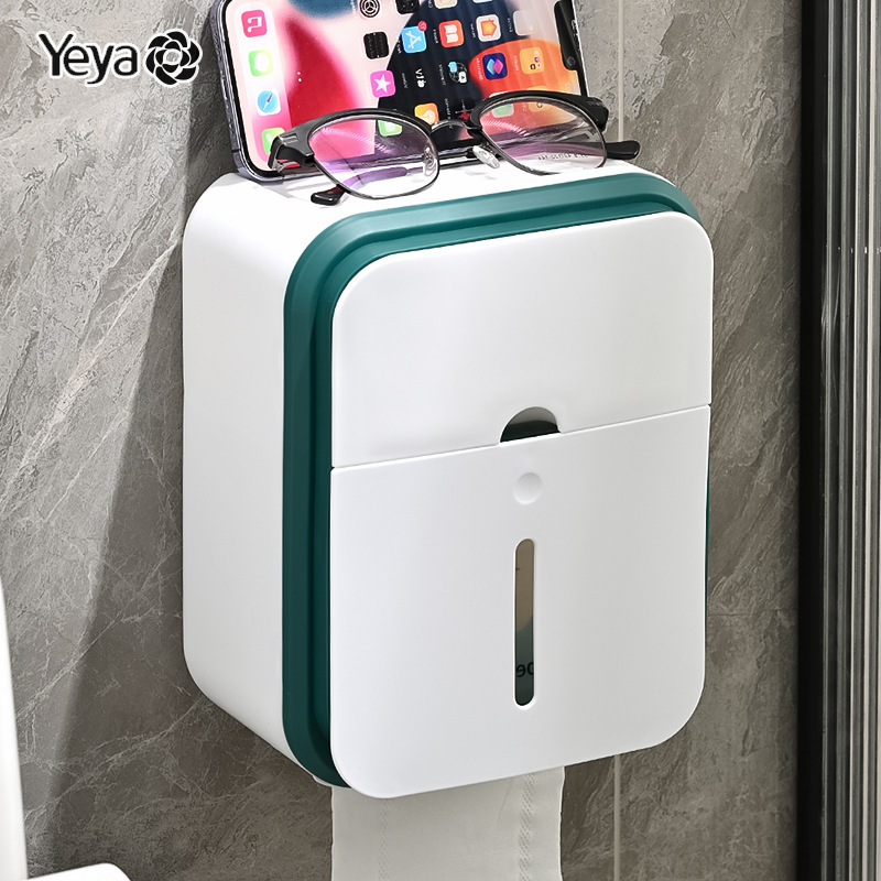 YEYA Hộp đựng khăn giấy hộp đựng giấy vệ sinh phòng tắm hộp khăn giấy hộp giấy vệ sinh hộp giấy vệ sinh chống nước treo tường không đục lỗ giấy vệ sinh có giá đựng giấy cuộn