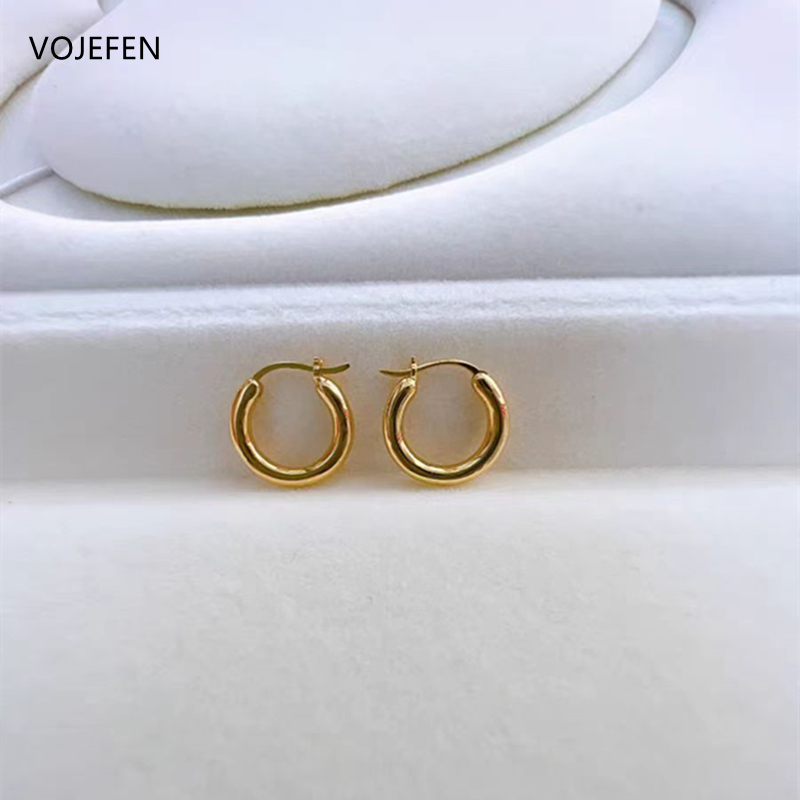 [SHIFA] VOJEFEN 18K Earrings Jewelry AU750 Real Yellow Gold Rings Hoops Jewelry Thickened Earring Luxury Fine Jewel Original Wholesale ✬✫✩ · v2