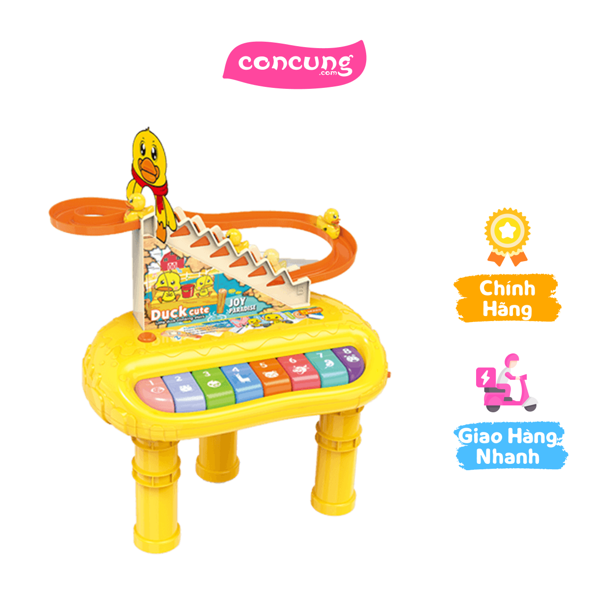 Bộ piano cầu trượt 3 vịt vàng leo thang theo nhạc CY421420 C308