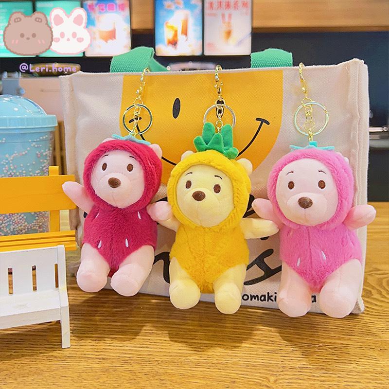 Móc khoá trang trí gấu bông mini gấu Pooh có thể tháo nón