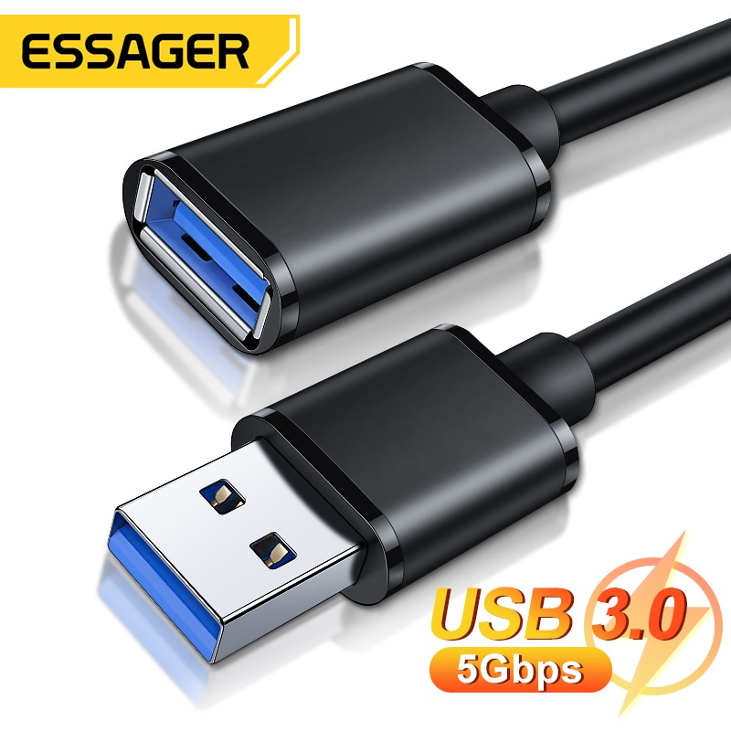 Essager Cáp nối USB USB 3.0 2.0 Đầu Đực thành đầu cái dây điện nối dài Cho TV thông minh PS4 Xbox One Máy Tính Xách Tay USB3.0 Extensor Cáp dữ liệu