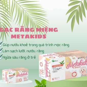Gạc rơ lưỡi, gạc răng miệng nướu lưỡi METAKIDS BOBBY, Chiết xuất lá hẹ vệ sinh răng miệng cho bé