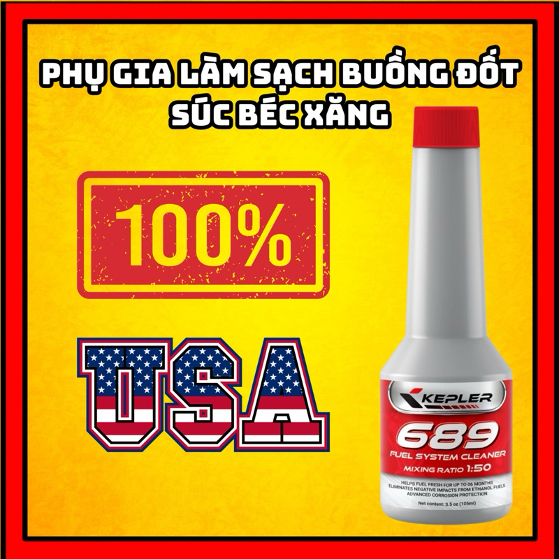 Phụ gia súc béc xăng (105mL) KEPLER FUEL SYSTEM CLEANER làm sạch buồng đốt cho xe máy, làm sạch cặn 