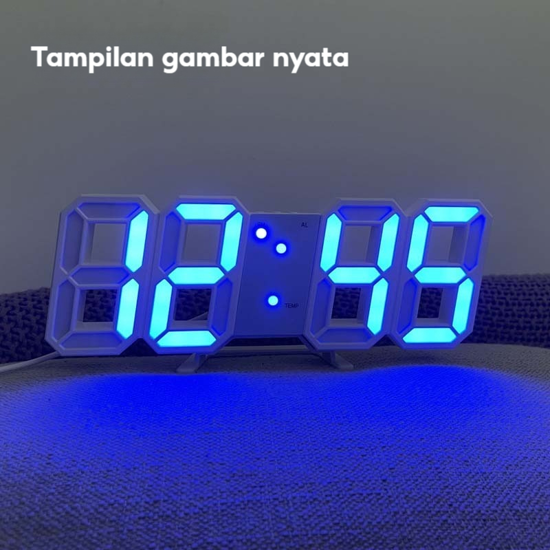 JAM Dinding Digital LED/JAM MEJA-ALARM-SUHU/JAM 3D Besar Modern