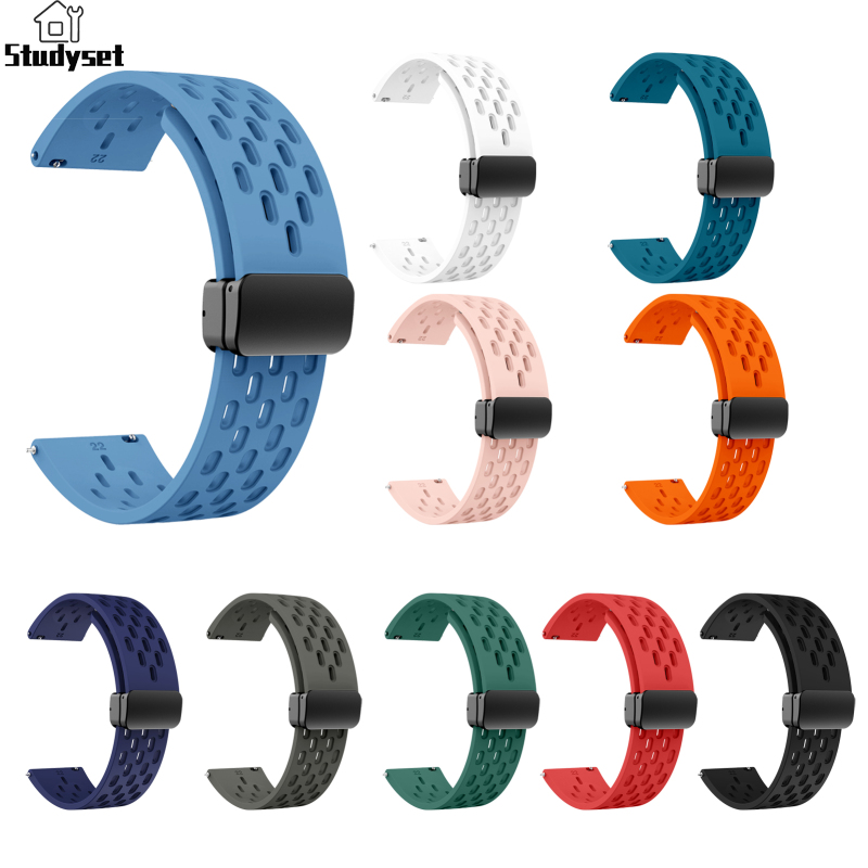 Studyset in stock Watch Strap Silicone Magnetic Bracelet Watch Band Universal 20MM Smartwatch Sport Bracelet Sport Silicone Replacement Wristband Quick Release Sport Watch Bands ราคา 81 บาท*ส่งฟรี