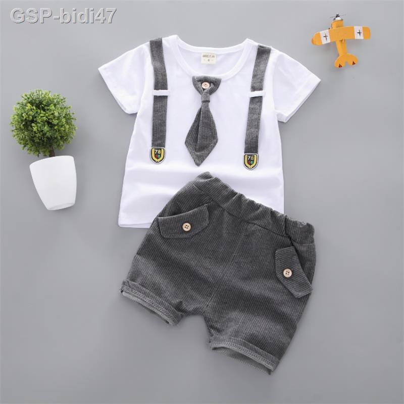 Bidi47 Bộ đồ quần áo bé trai Bộ 2 món quần short ngắn tay cho bé gái thời trang trẻ em đẹp trai
