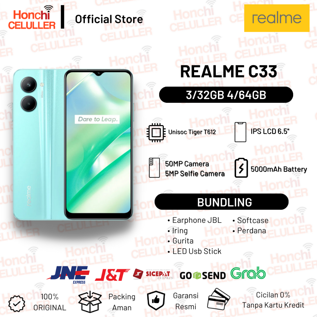 Realme C33 4/64GB 3/32GB Garansi Resmi Realme Indonesia Original Giá 1,299,000 Đồng*Miễn phí vận chuyển