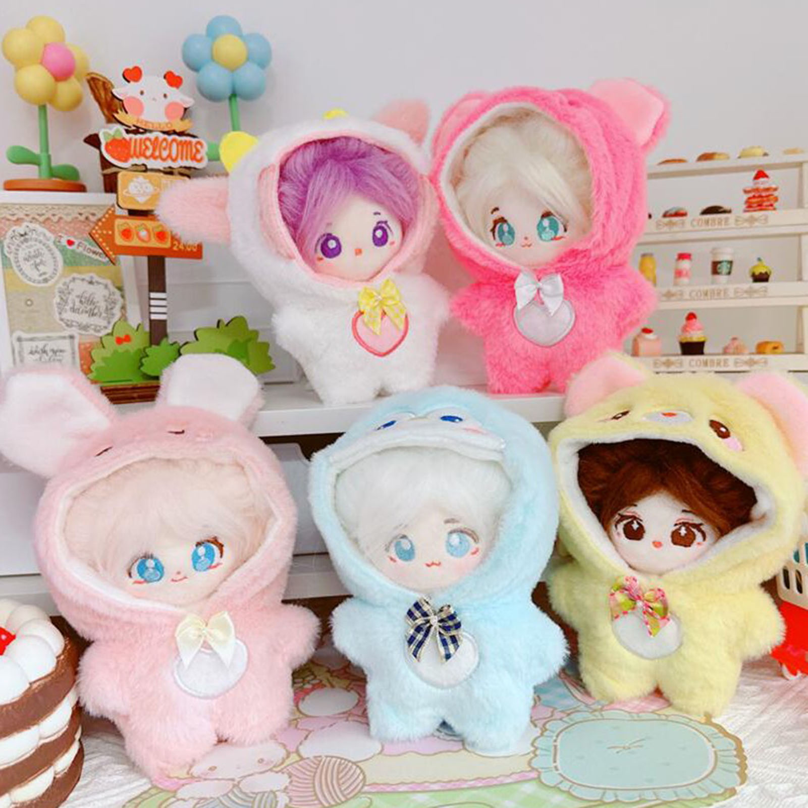 Soft Doll Clothes Mini Doll Accessories Adorable 10cm Doll Jumpsuit Hooded