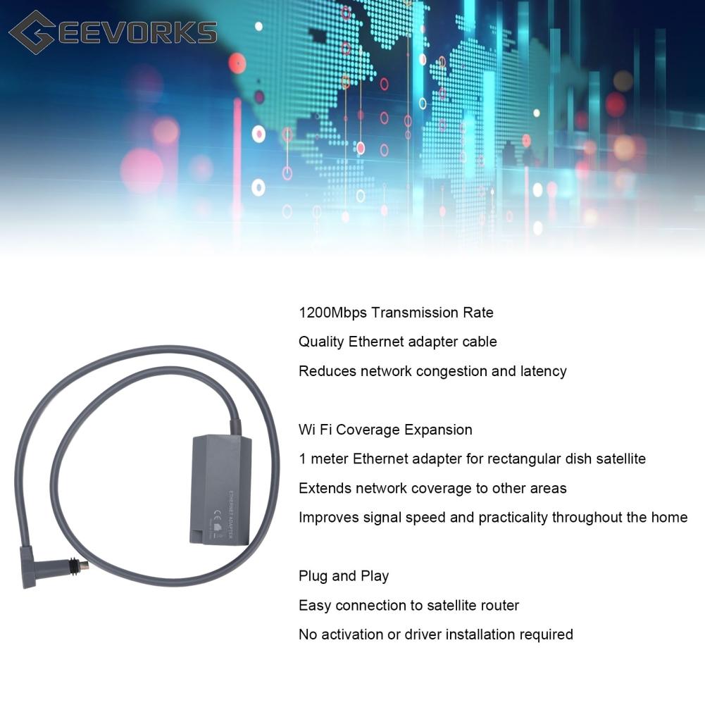 Geevorks vệ tinh Bộ chuyển đổi internet vệ tinh RJ45 Bộ chuyển đổi Ethernet 3.3ft kết nối ổn định Cắm và chơi cho V2