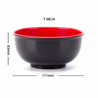 AMBOAE Đen Đỏ Bát Melamine Phong cách Nhật Bản Gốm  Hộp đựng thức ăn  Không thể phá vỡ Bát đựng salad Đồ dùng ăn uống