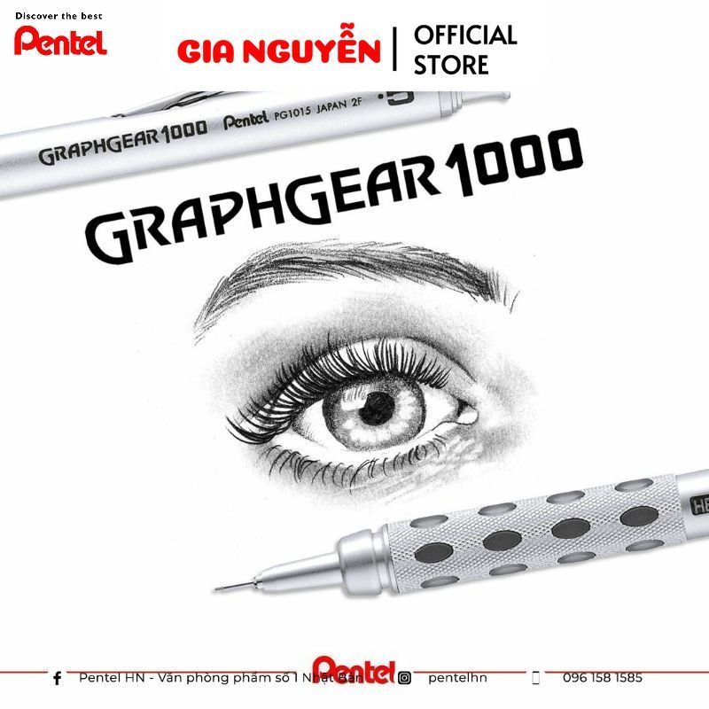 Bút Chì Kim Pentel Graphgear 1000 Inox | Chì Kỹ Thuật Chuyên Nghiệp Chuyển Được Độ B | Vẽ Phác Thảo Gia Nguyễn - Pentel