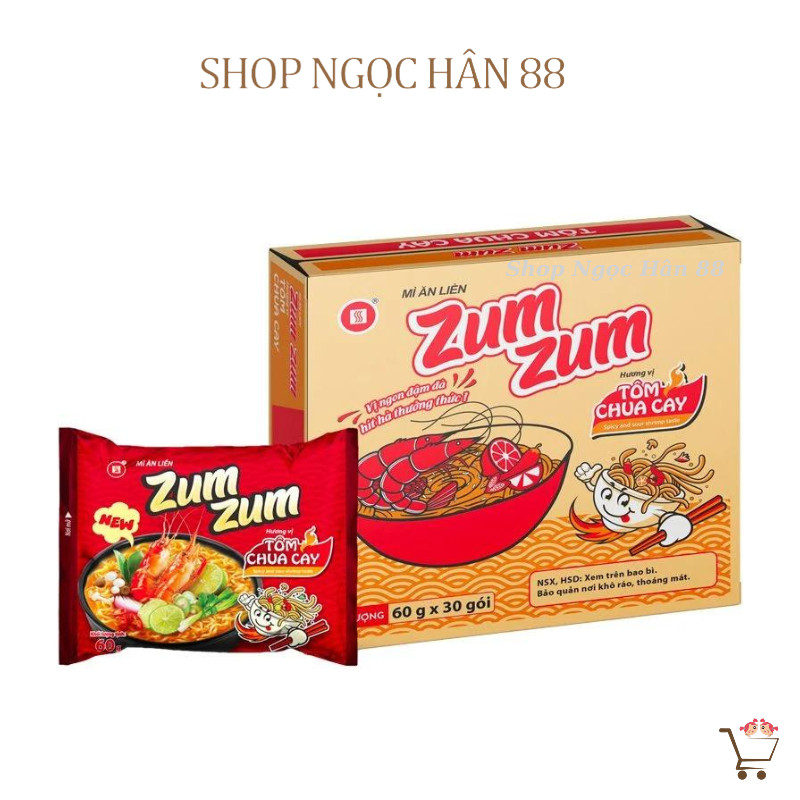 Mì Zumzum Tôm chua cay Thùng 30 gói x 60g