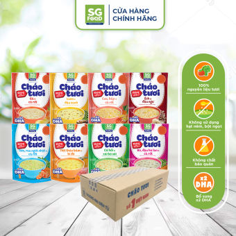 Thùng 24 gói cháo tươi baby mix vị SG Food (thịt bằm, gà, bò, tôm, lươn, cá hồi, cua, ếch)