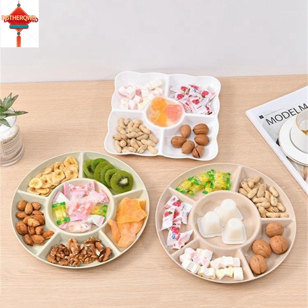 DGTHE Round 6-Compartment Compartment Candy Pastry for Party Appetizer Serving Platter Snack Plate Food Storage Tray Nuts Dish