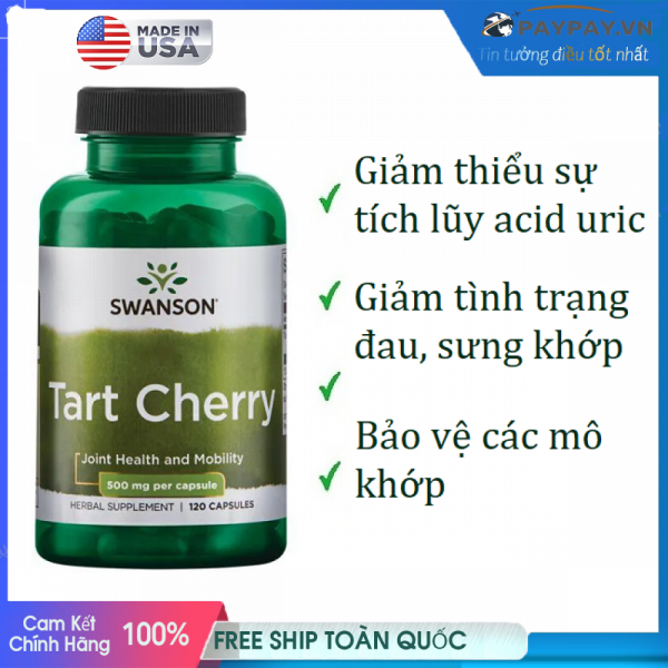 Hỗ trợ Gout tăng cường đào thải Acid Uric giảm đau sưng khớp Swanson Tart Cherry