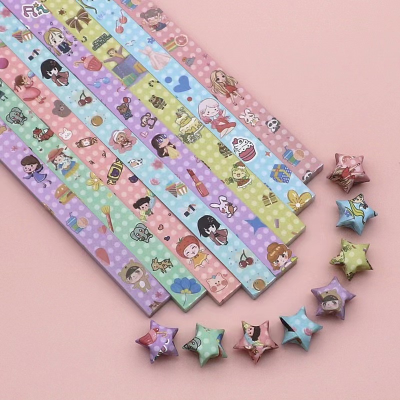 540pcs Colorful Paper Stars Origami DIY Stars Origami Paper Strips Fold Hand Crafts Colorful Cartoon Lucky Star Decoration Paper Christmas Gift