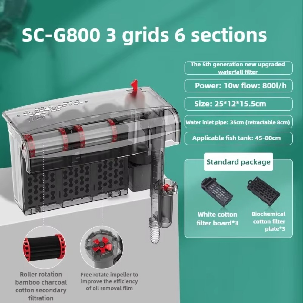 SQUAD Hoạt động im lặng Bộ lọc bể cá Lọc mạnh mẽ 3 trong 1 Bơm lọc nước Bơm tuần hoàn Nhựa Bộ lọc thác nước Sử dụng bể cá - 5