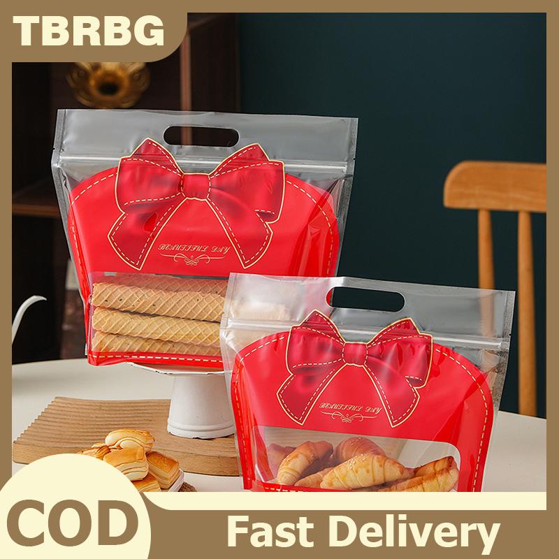 TBRBG 50pcs Red Bowknot hình dạng Tote Túi Quà Tặng kẹo trang sức bao bì túi sinh nhật Lễ Hội Đảng ủng hộ túi trong suốt tự khóa túi