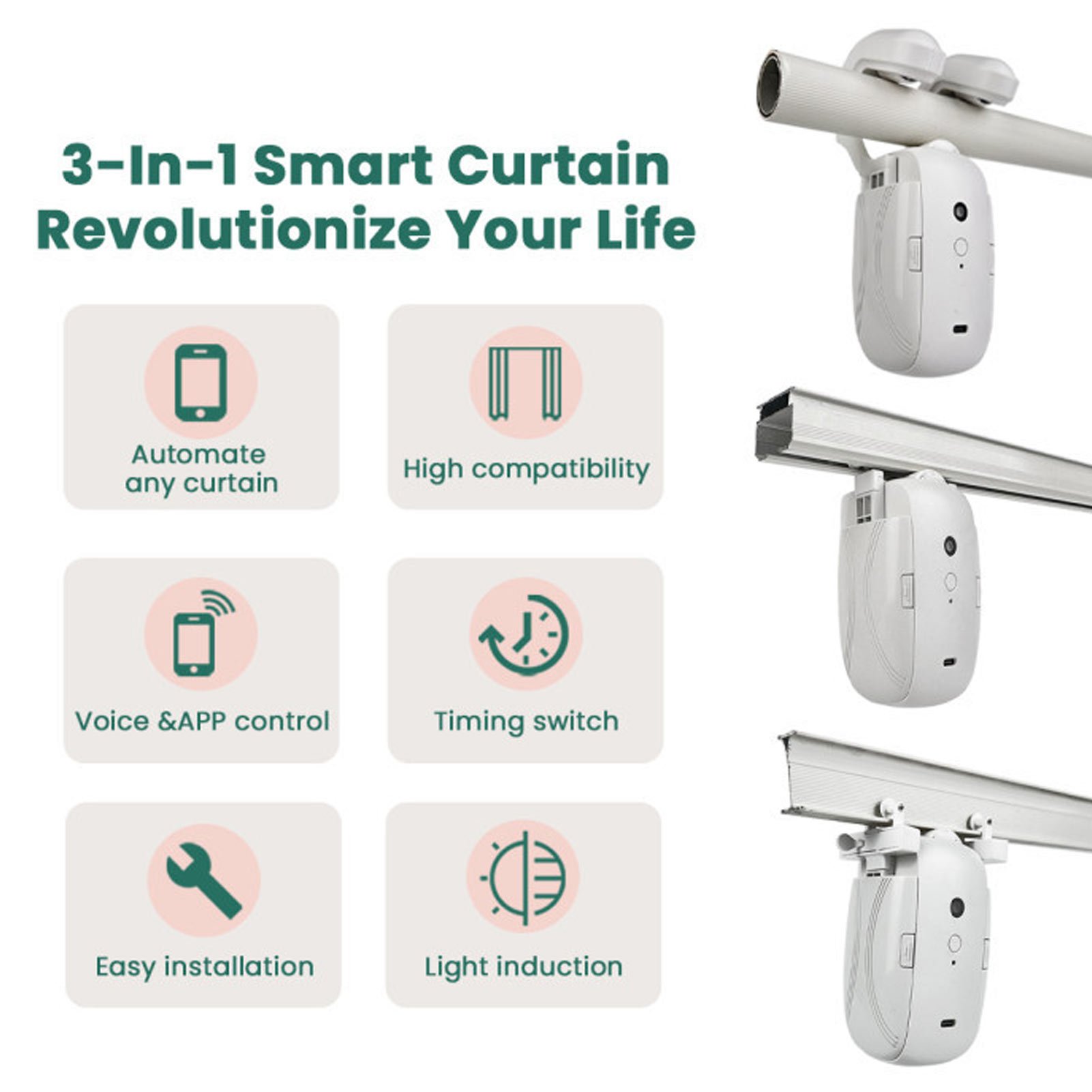Smart Curtain Motor Remote Control Automatic Curtain Opener for Home ราคา 1,964 บาท*ส่งฟรี