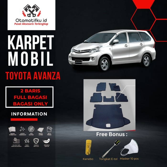 [ OTOMOTIFKU ]Karpet Mobil Toyota Avanza Bahan Single Layer Rubber Eva Premium - L (3 Baris), Hitam-Coffee Harga 385,000 rupiah*Gratis Ongkir