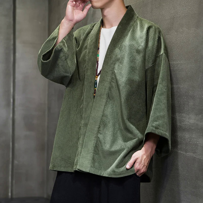 Trung Quốc Phong Cách Rãnh Tang Phù Hợp Với Wudang Hanfu Cardigan Mens Quần Áo Áo Khoác Nhung Kẻ Quần Áo Dân Tộc Phong Cách Quần Áo Cổ Áo