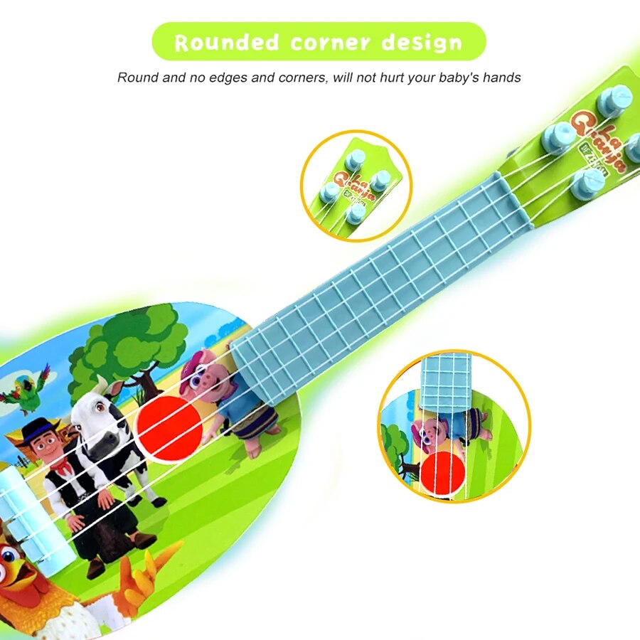 New 2023 La Granja De Zenon 32Cm kích thước nhỏ Ukulele Đồ chơi nhạc cụ Cho Trẻ Em Người Mới Bắt Đầu đàn guitar nhỏ Đồ Chơi Zenon Trang Trại Đồ Chơi